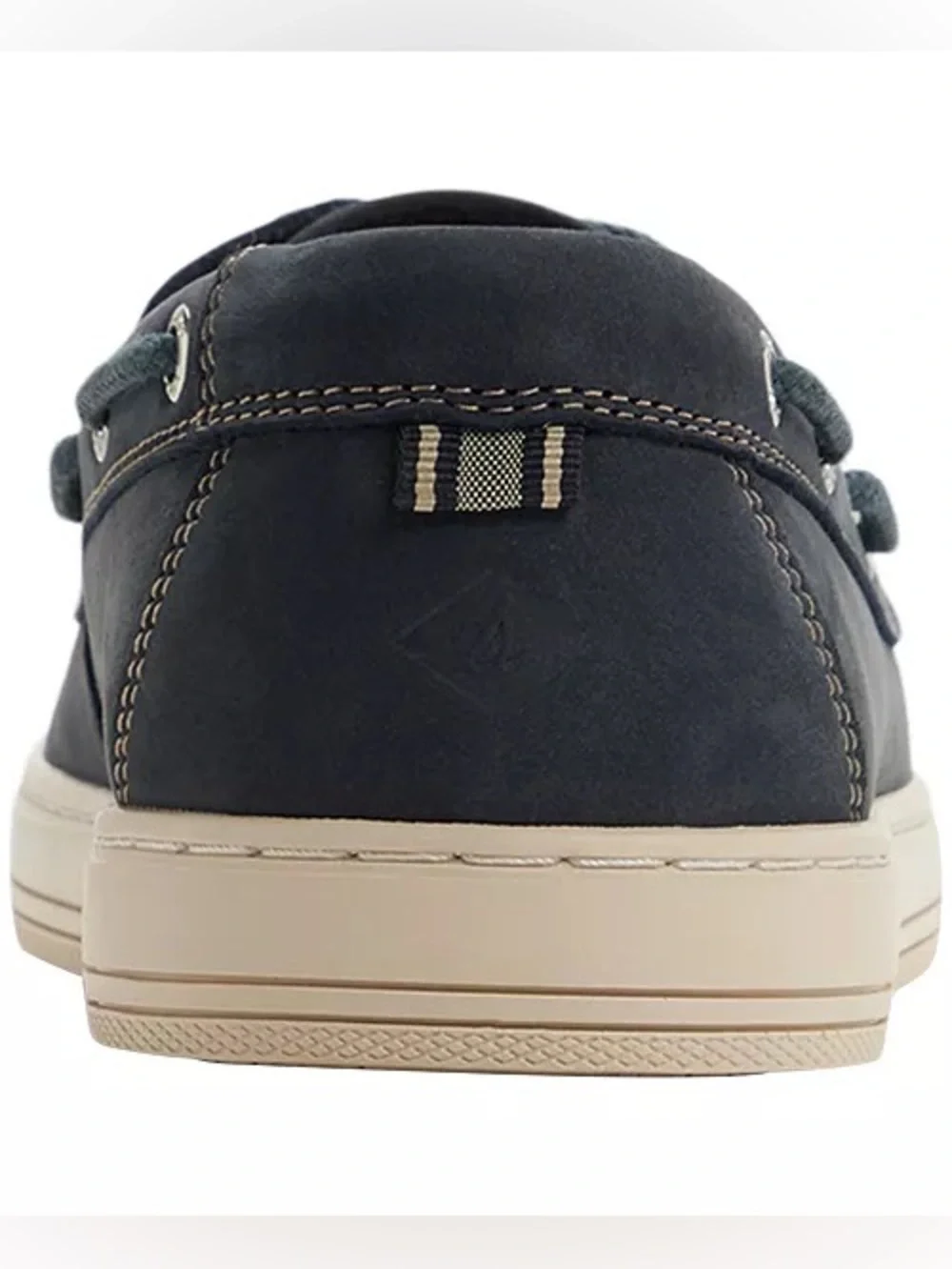 Sperry Navy Leather Two-Eye Boat Shoe with Cream Sole